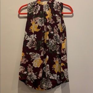 4/$30 Loft burgundy & yellow floral top